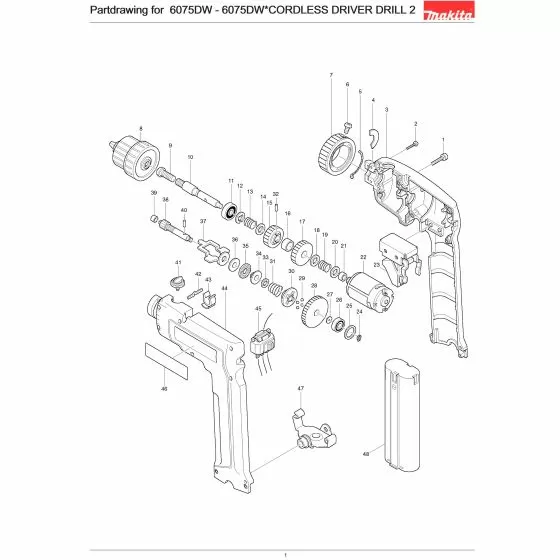 Makita 6075DW Spare Parts List