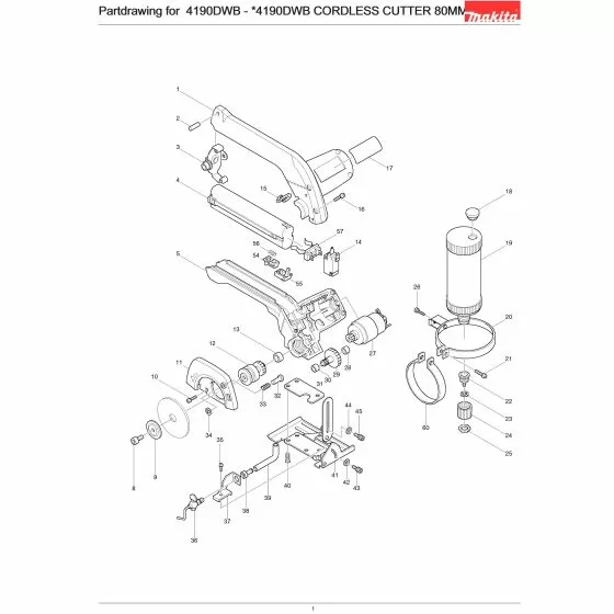 Makita 4190DWB Spare Parts List