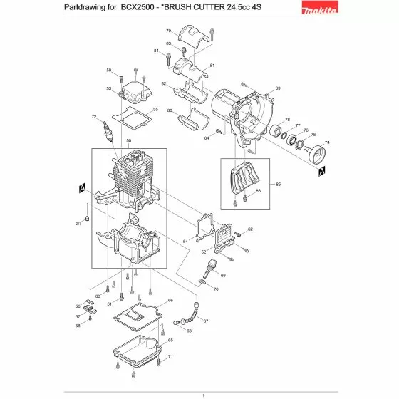 Makita BCX2500 LEAD UNIT EBH253L/EBH341U 638665-4 Spare Part