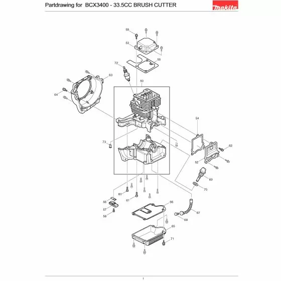 Makita BCX3400 Spare Parts List