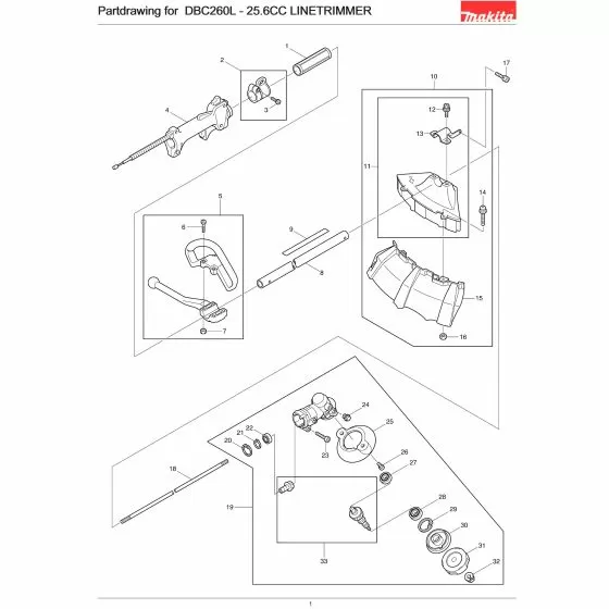 Makita DBC260L Spare Parts List