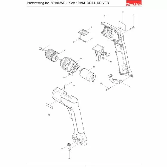 Makita 6019DWE Spare Parts List