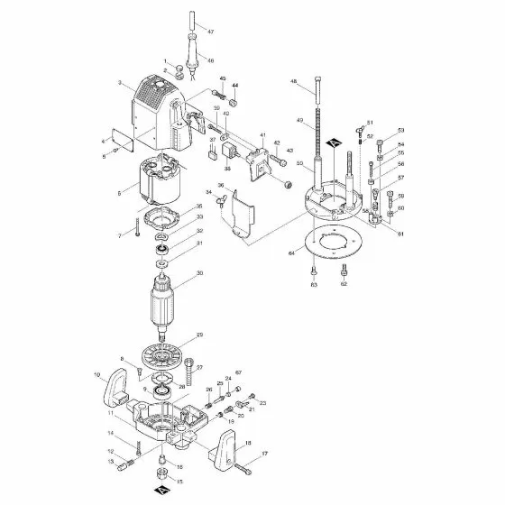 Makita 3612BR Spare Parts List