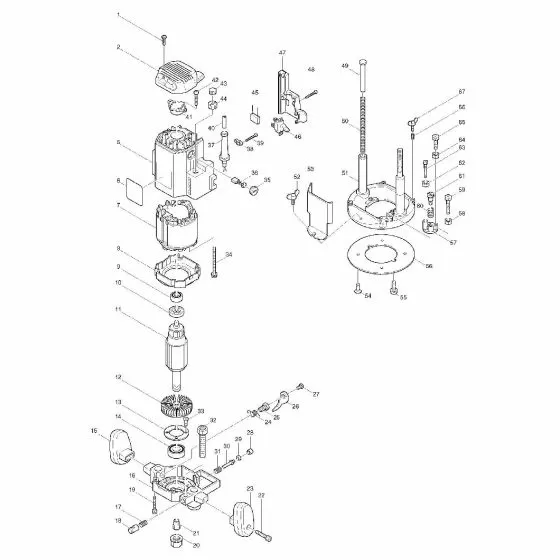 Makita 3612 Spare Parts List