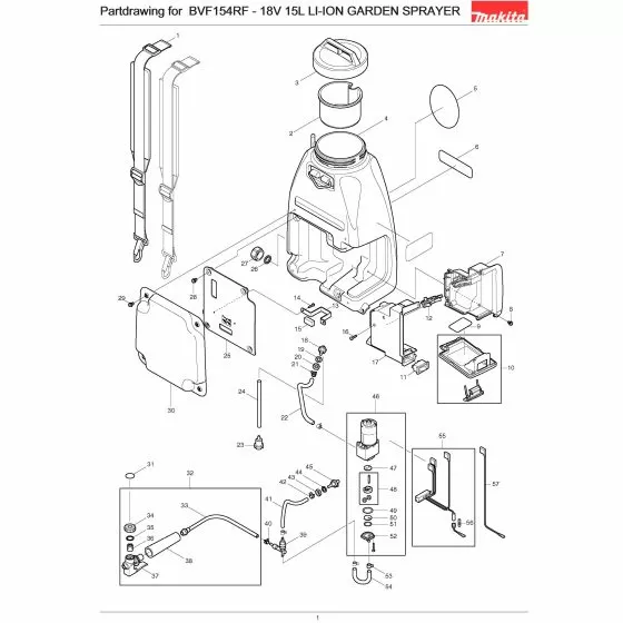 Makita BVF154RF Spare Parts List