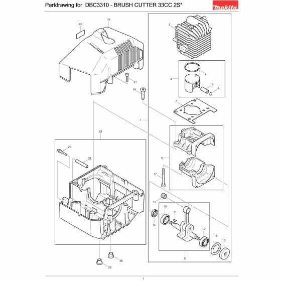 Makita DBC3310 Spare Parts List