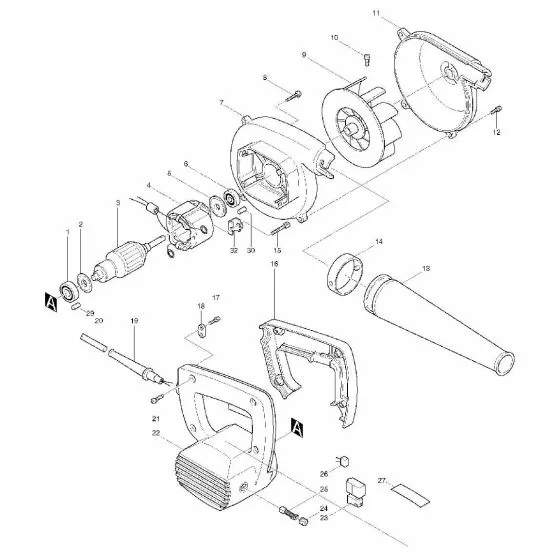 Makita 4014NV Spare Parts List