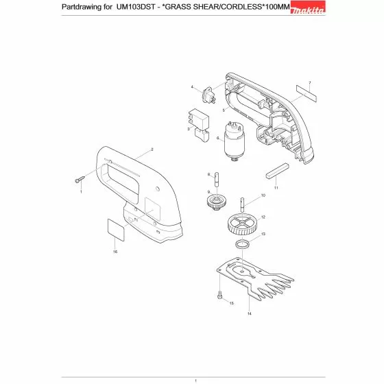 Makita UM103DST Spare Parts List