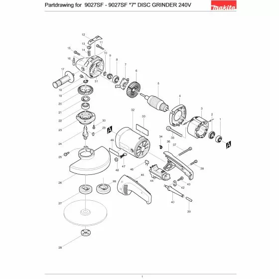 Makita 9027SF *EXT DIN 471 CIRCLIP-17  961057-5 Spare Part