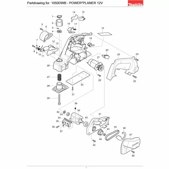 Makita 1050DWB Spare Parts List