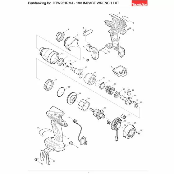 Makita DTW251RMJ INTERNAL GEAR 51 BTD130F/132D 227150-8 Spare Part