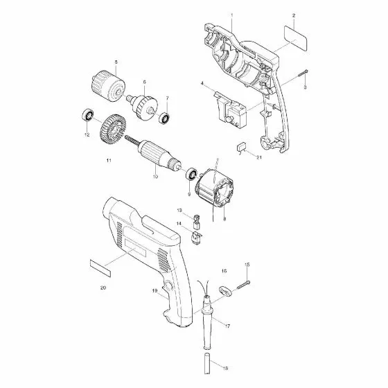 Makita 6408 Spare Parts List