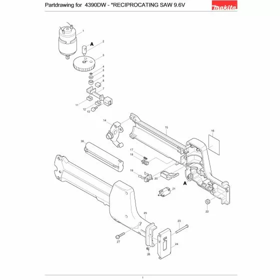 Makita 4390DW BATTERY HOLDER 5093DW/UH3000D 643909-9 Spare Part