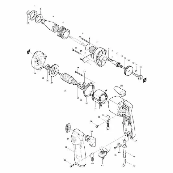 Makita 6800DBV Spare Parts List