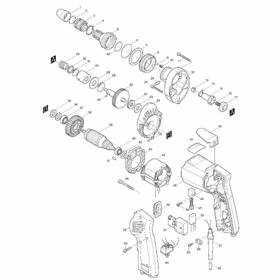 Makita 6805BV STEEL CARRYING CASE 181949-4 Spare Part