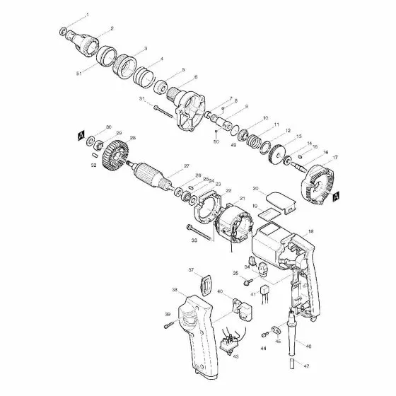 Makita 6820V PAN HEAD SCREW M4X45 911173-3 Spare Part