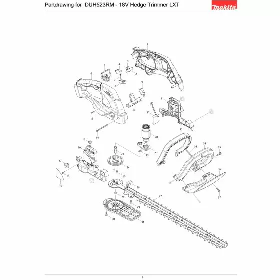 Makita DUH523RM Spare Parts List