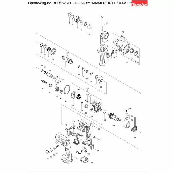 Makita BHR162SFE Spare Parts List