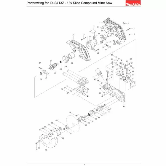 Makita DLS713 BLADE CASE COMP BLS713 140607-1 Spare Part