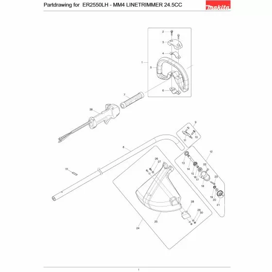 Makita ER2550LH Spare Parts List