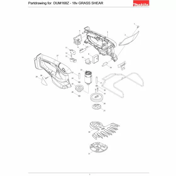 Makita DUM168 Spare Parts List