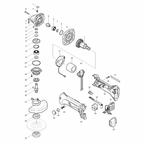 Makita BGA450 Spare Parts List