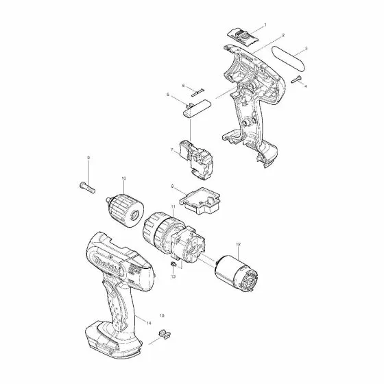 Makita BHP343 Spare Parts List