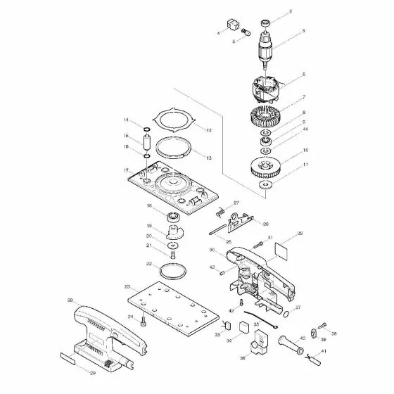 Makita BO3700 Spare Parts List