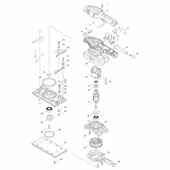 Makita BO3710 Spare Parts List