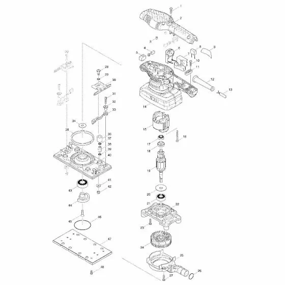 Makita BO3711 Spare Parts List