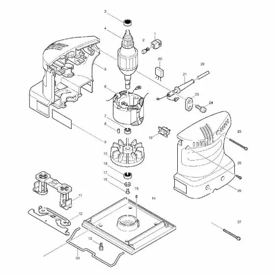 Makita BO4510 Spare Parts List