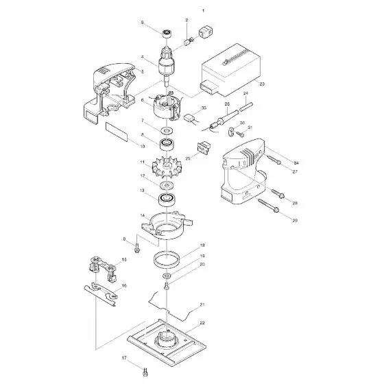 Makita BO4553 Spare Parts List