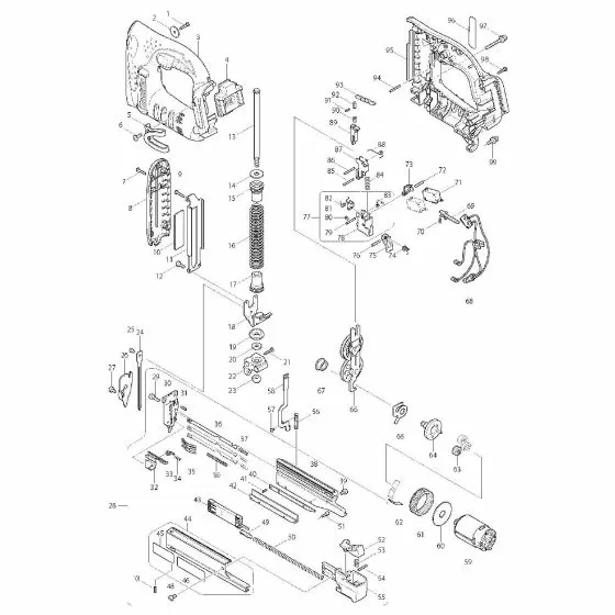 Makita BPT351 Spare Parts List