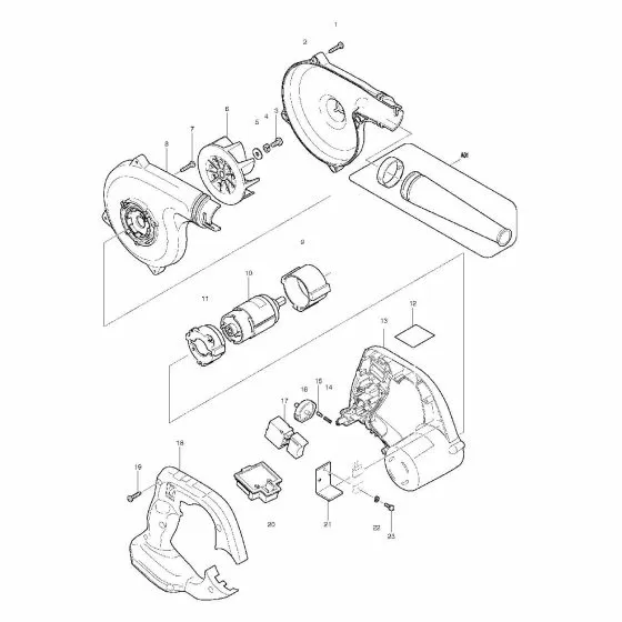 Makita BUB142 Spare Parts List