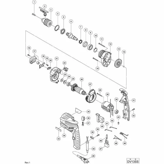 Hitachi DV13SS CHUCK WRENCH FOR 13VLB-D,13VLR-D 987576 Spare Part