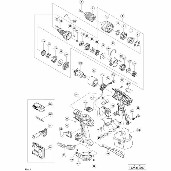 Hitachi DV14DMR PLANET GEAR (A) SET (4 PCS.) 324073 Spare Part