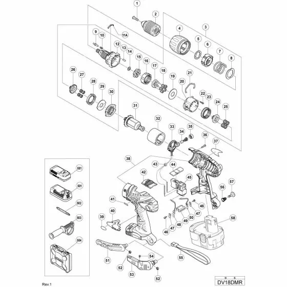 Hitachi DV18DMR PIN SET (6 PCS.) 322975 Spare Part