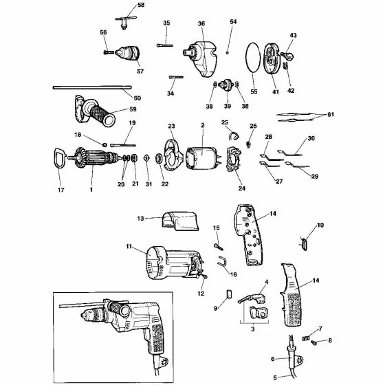 Dewalt DW150 Spare Parts List Type 1