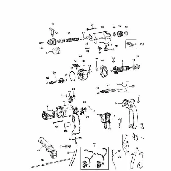 Dewalt DW505 Spare Parts List Type 1