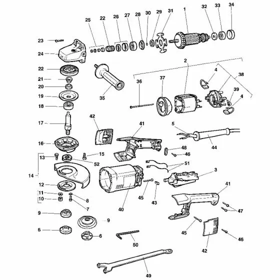 Dewalt DW848 Spare Parts List Type 1