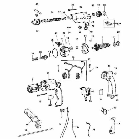 Dewalt DW501-----C Spare Parts List Type 1