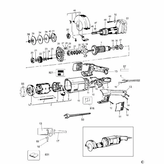 Dewalt DW882 Spare Parts List Type 1