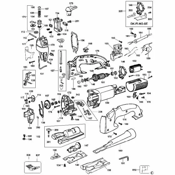 Dewalt DW321 Spare Parts List Type 1