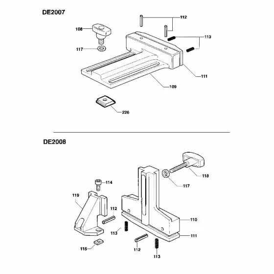 Dewalt DE2008 Spare Parts List Type 1