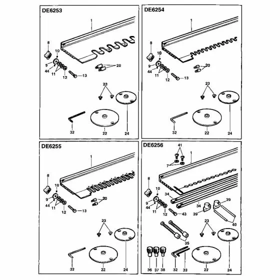 Dewalt DE6256 Spare Parts List Type 1