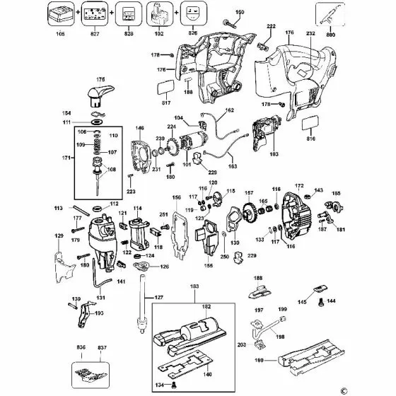 Dewalt DW933 Spare Parts List Type 1