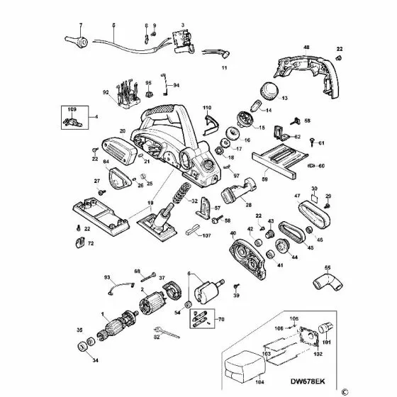 Dewalt DW678E Spare Parts List Type 2