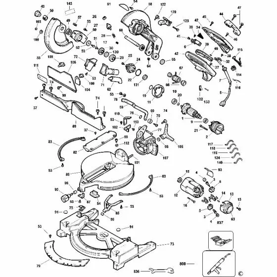 Dewalt DW705 Spare Parts List Type 2-3