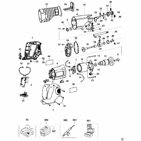 Dewalt DW008K Spare Parts List Type 1