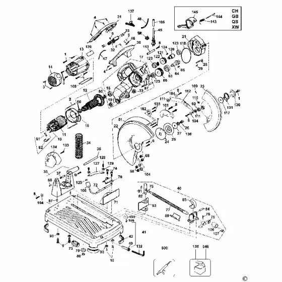 Dewalt DW872 Spare Parts List Type 1